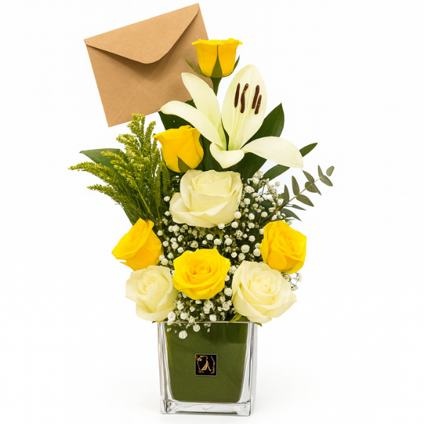 Breathing Beauty – White & Yellow Roses