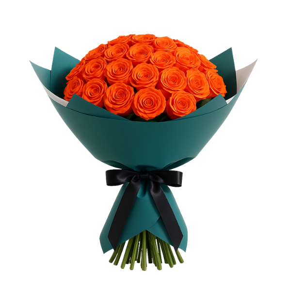 Amber Flame – 27 Orange Rose Bouquet