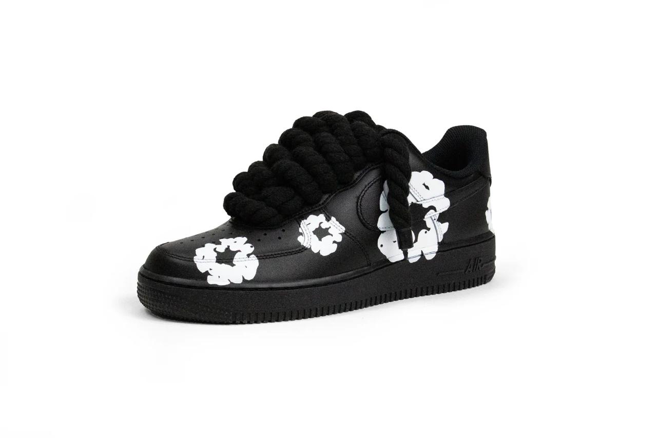 Customized Rope laces black denim Tears Af1 3