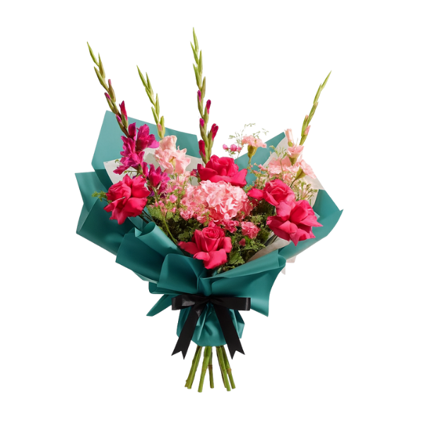 Blooming Charm – Pink Rose & Gladiolus Bouquet