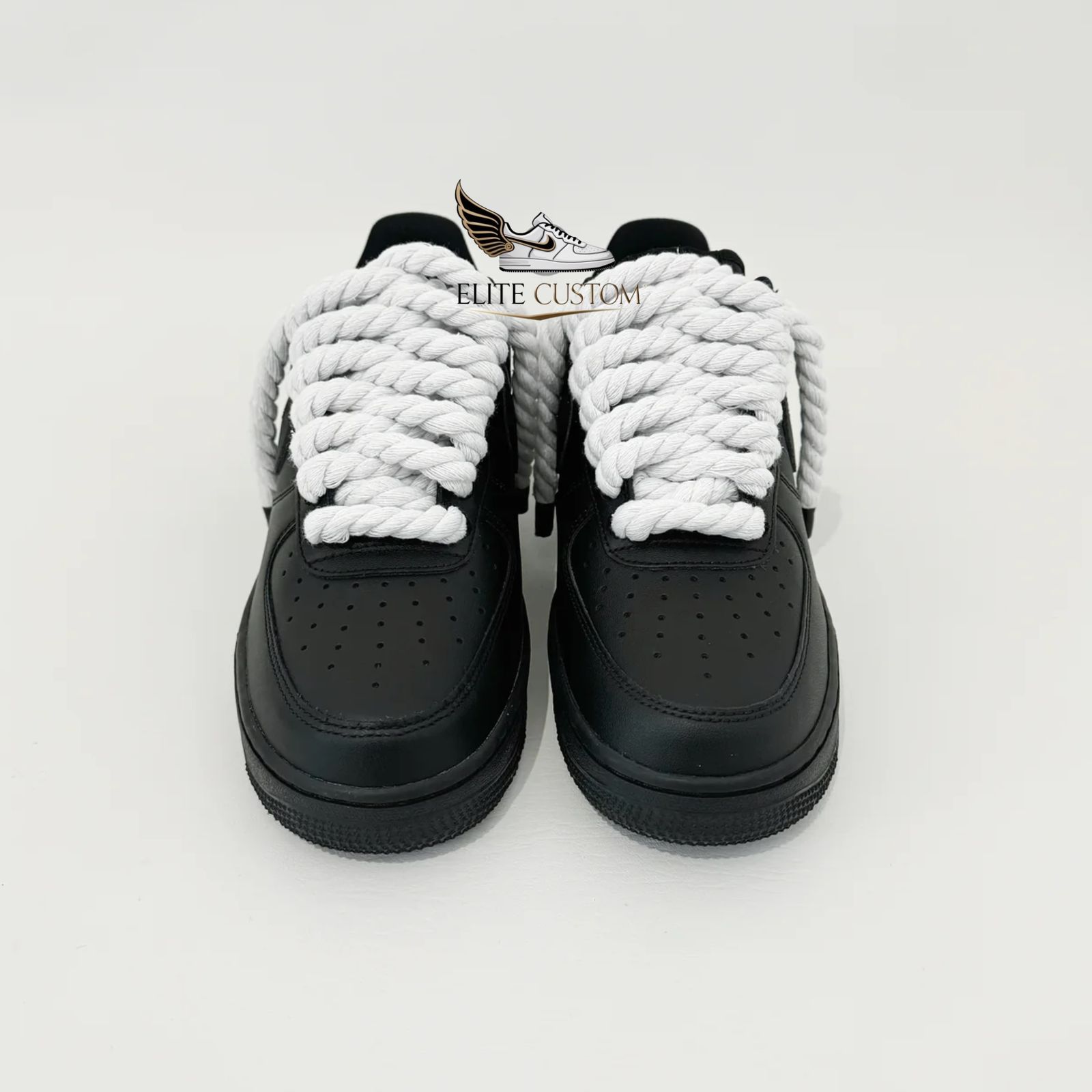 White Rope Laces Black Af1 2