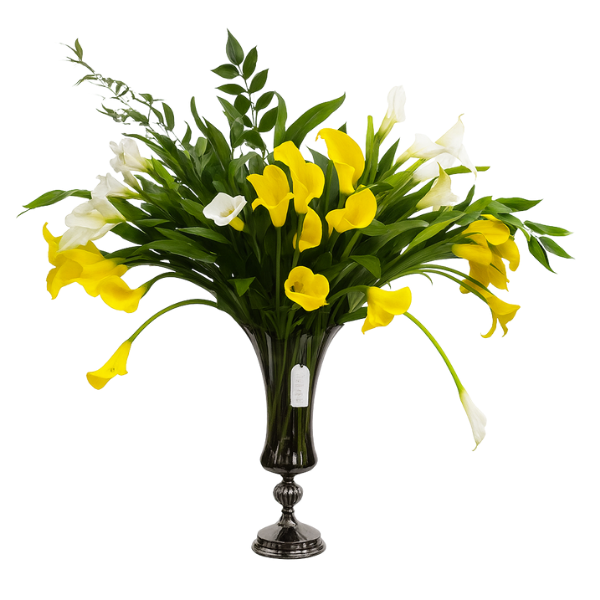 bvcwyt-10 – Grand Yellow & White Calla Lily Vase Arrangement