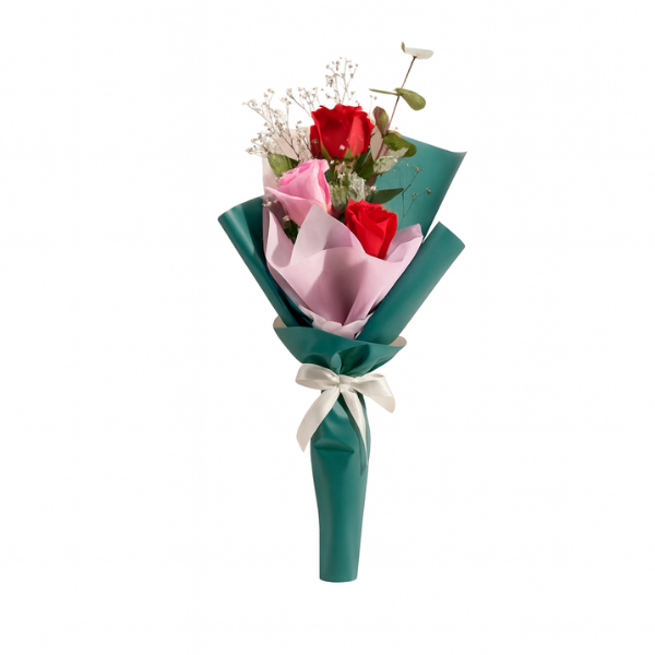 Trio of Love – Red & Pink Roses Bouquet