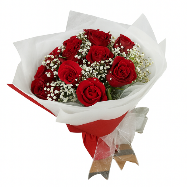 Pure Romance – 12 Red Roses Bouquet