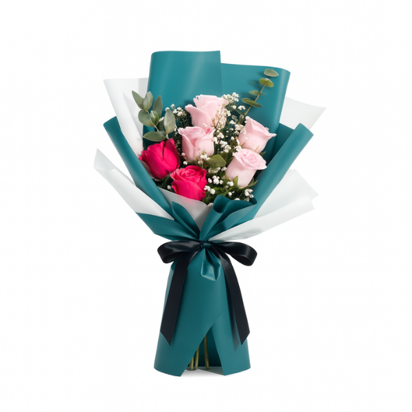 Sweet Embrace – Pink & Red Roses Bouquet
