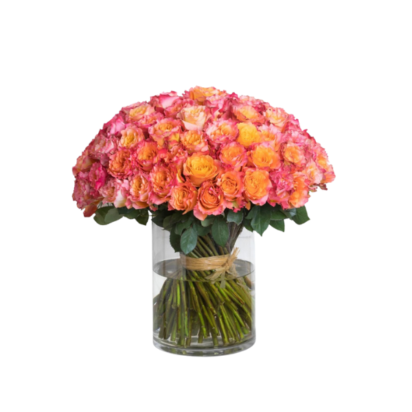 Sunset Charm – Vibrant Orange & Pink Roses