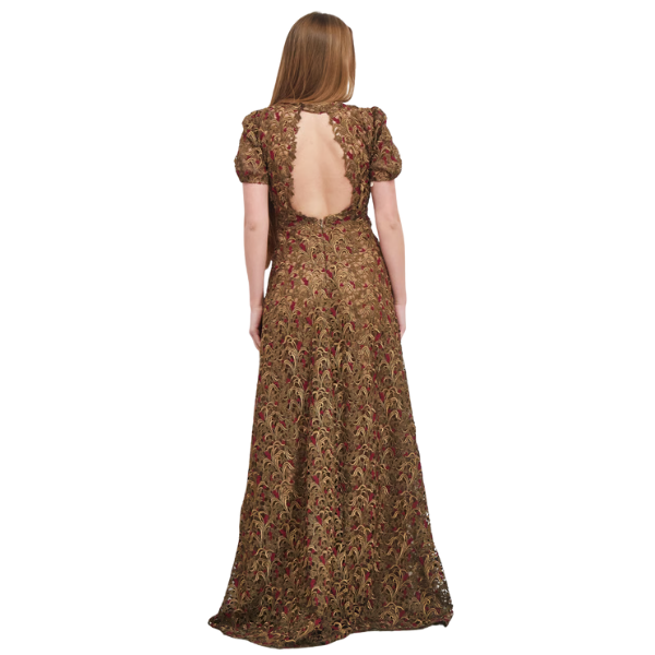 Women Textured Maxi Dress, Bronze 2