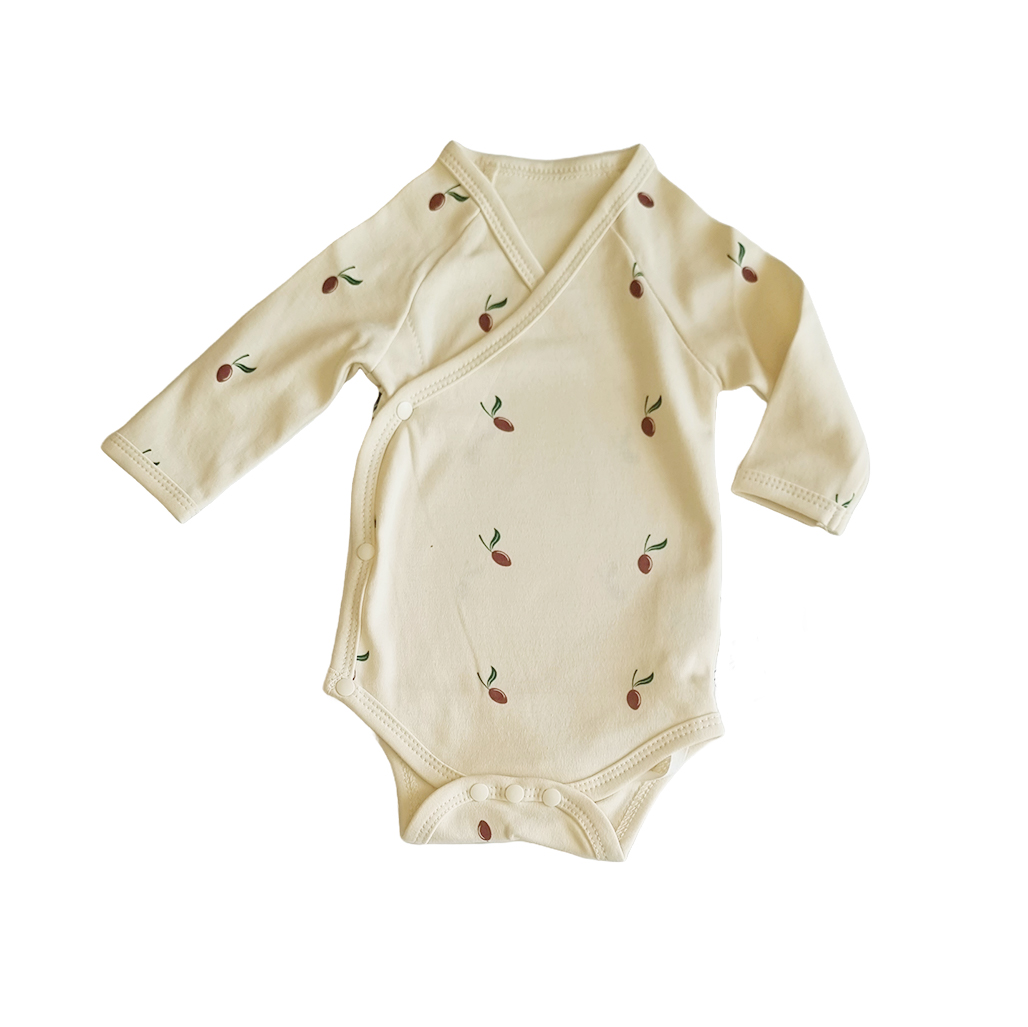 Red Olea Organic FullSleeve Kimono Bodysuit Newborn-1 Year 2