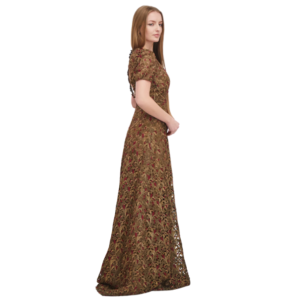 Women Textured Maxi Dress, Bronze 3