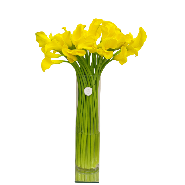 cvyc-20 – Sunshine Yellow Calla Lily Tall Vase Arrangement