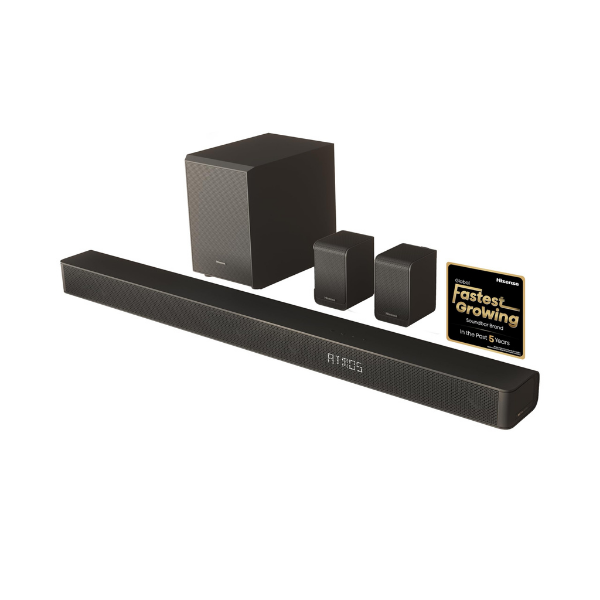 Hisense AX5100G soundbar with 340W, 7 speakers and 6.5 subwoofer, Dolby Atmos, DTS Virtual X, Bluetooth 5.0, EZ Play