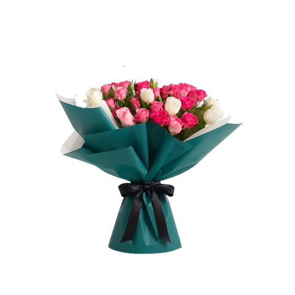 Sweet Bloom – 23 Pink & White Tulip Bouquet