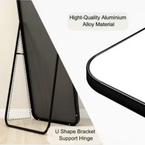 Full Length Mirror 160x45cm, Floor Mirrors Free-Standing Leaning Large Bedroom Dressing Mirror, Full Body Mirror with Stand for Living Room, Bedroom Black 2