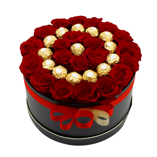 Midnight Red – Roses with Chocolates