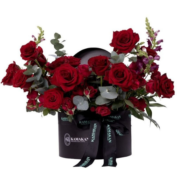 Flower Hampers Black Medium - Red Velvet Elegance