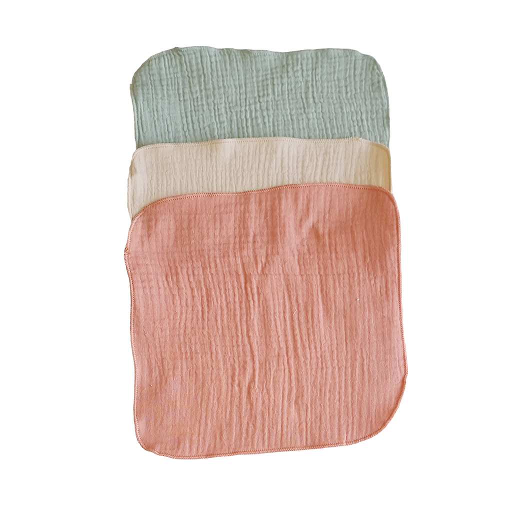 Value Pack of 3 Desert Spike Organic Muslin Face Cloths 2