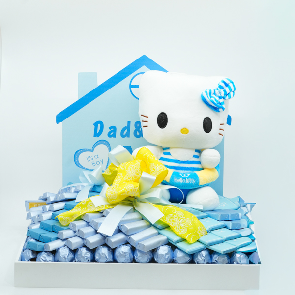 Hello Kitty Baby Boy Celebration Tray – Plush & Chocolates