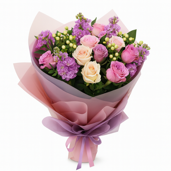 HB-0011 – Lavender Dream Mixed Rose Bouquet