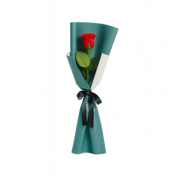 Eternal Love – Single Red Rose Bouquet
