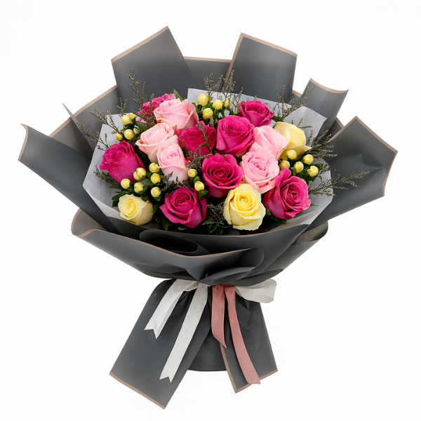 HB-0014 – Pastel Harmony Mixed Rose Bouquet
