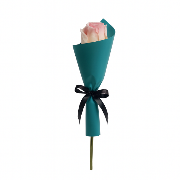 Single Pink Rose – Elegant Wrapped Stem