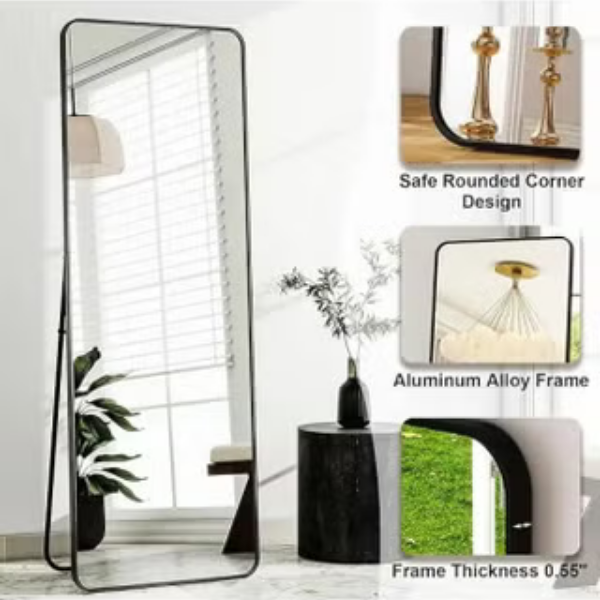 Full Length Mirror 160x45cm, Floor Mirrors Free-Standing Leaning Large Bedroom Dressing Mirror, Full Body Mirror with Stand for Living Room, Bedroom Black 7