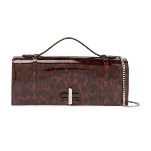 May Leopard Patent Clutch Bag
