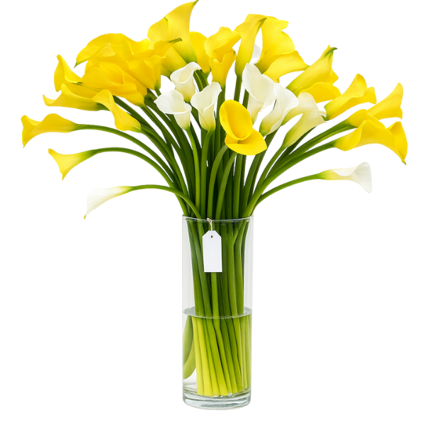 cmcwy-040 – Sunshine Elegance Yellow & White Calla Lily Vase