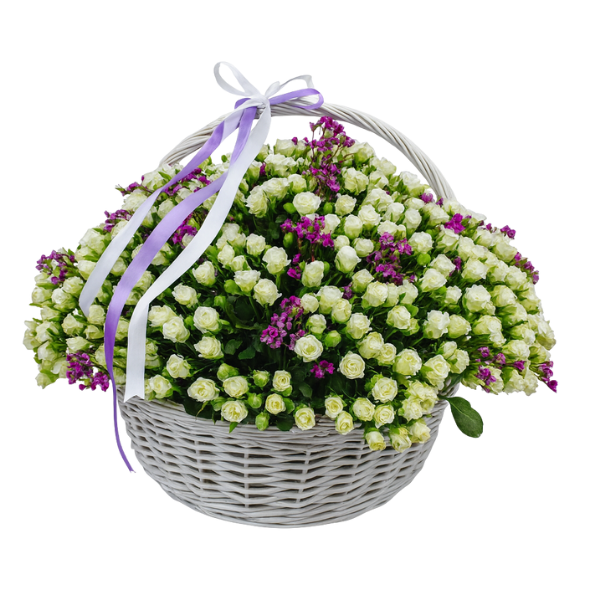 WBLSR-120 – White Bloom Luxury Spray Rose Basket