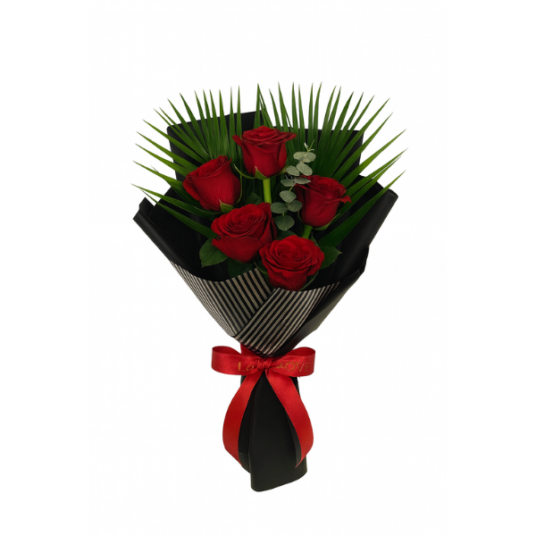 SHB-004 – Elegant Six-Red-Rose Hand Bouquet